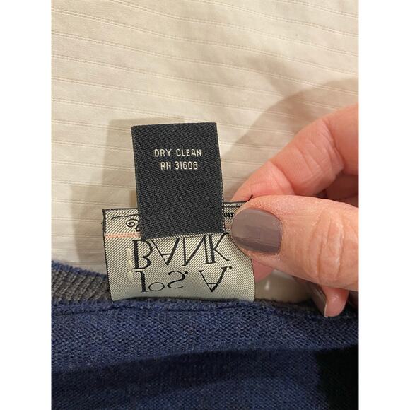 Jos. A. Bank Men's Sweater 3XB V-Neck Blue 100% Italian Merino Wool Pullover - Picture 5 of 7